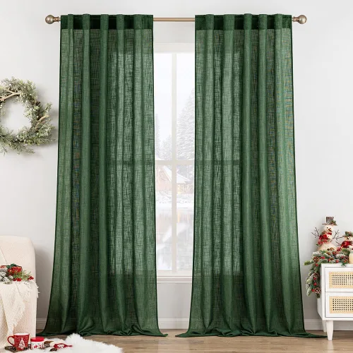 Vista 117 de MIULEE - Cortinas semitraslúcidas suaves y gruesas con textura de lino para cocina y ventana de baño, con trabilla trasera y bolsillo para Blanco