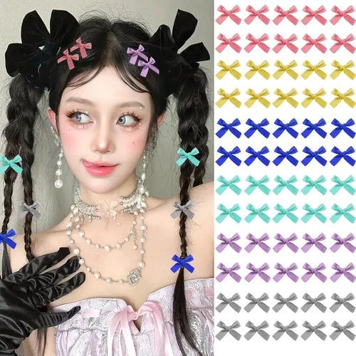Vista 20 de Mini lazos para el cabello para mujeres y niñas, lindos clips para el cabello pequeños tipo cocodrilo de cola larga, accesorios de cinta