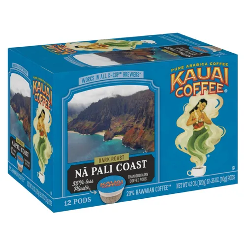 Vista 12 de Kauai Coffee Cápsulas K-Cup para cafeteras Keurig, café arábica, 10% hawaiano, tostado medio, aroma brillante con notas florales, descafeinado, 1