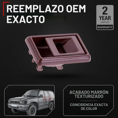 Vista 2 de T1A 69206-04010 manija interior para puerta izquierda del chófer color marrón