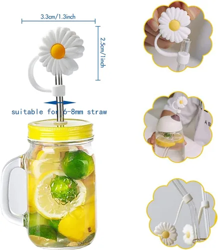 Vista 3 de 10 fundas de popote para popotes reutilizables, protector de paja con forma colorida para popotes de 6 a 0.315 in, sellado hermético a prueba