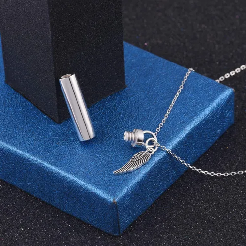 Vista 3 de Collar minimalista de plata de ley 925 con colgante de urna de ceniza, recuerdo de cenizas conmemorativas, exquisita joyería de cremación