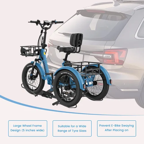 Vista 3 de ABORON Soporte para Triciclo, Soporte de Enganche para Triciclo de Neumáticos Gruesos de 5" para SUV, Camión, Furgoneta, RV, Se Ajusta a Receptor