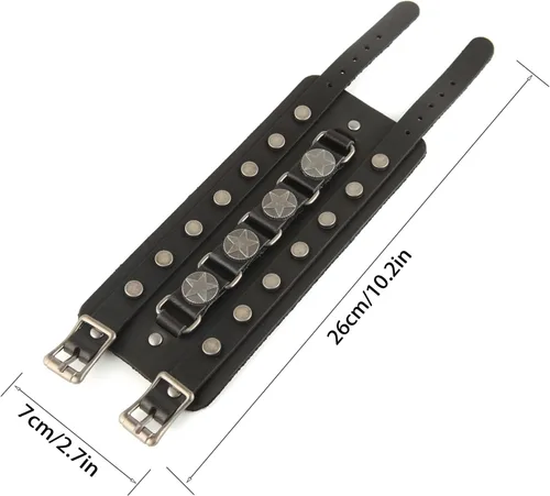 Vista 3 de Pulsera ancha de cuero con cinturón ancho para hombre, estilo punk, rock, moto