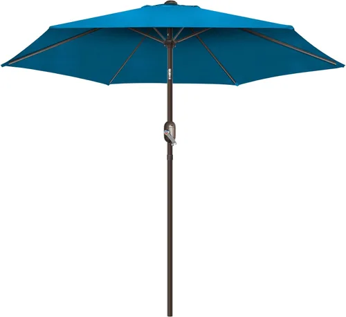 Vista 11 de Sombrilla de patio de 7.5 pies/9 pies, sombrilla de piscina con protección UV con poste resistente, sombrilla para exteriores con botón de 7.5 pies