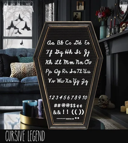 Vista 8 de Letrero de tablero de letras de ataúd [combo grande y mini] – Decoración de bruja, decoración gótica para el hogar, tablero de palabras con letras