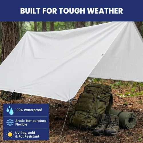 Vista 3 de Tarps Now - Lona de polietileno de 6 x 8 pies, cubierta impermeable resistente de 12 milésimas de pulgada de diámetro, lona de plástico a prueba