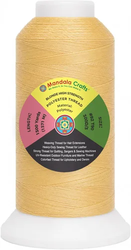 Vista 96 de Mandala Crafts Airforce Blue Tex 70 - Hilo de poliéster para tapicería 1500 Yds T70 UV Resistant Strong Thread for Leather Sewing, Marine