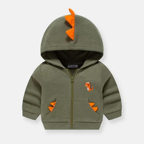 Vista 2 de Sudadera con capucha de dinosaurio de manga larga para bebés y niños, sudadera con capucha y bolsillo
