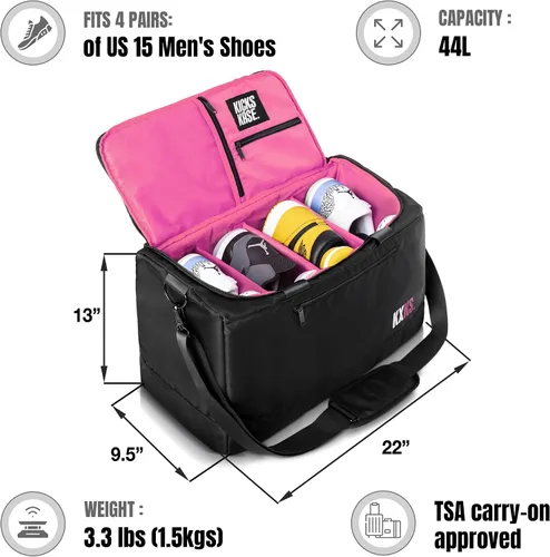 Vista 2 de KXKS. Kicks Kase Essential - Bolsa de viaje para zapatos, bolsa de viaje para zapatos deportivos, bolsa de deporte perfecta para gimnasio, viajes