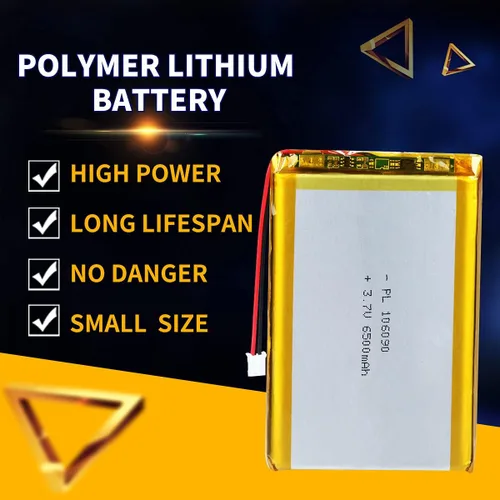 Vista 3 de Batería recargable Lipo de iones de polímero de litio de 3.7V 5X 6500mAh 106090 con conector PH 0.079 in