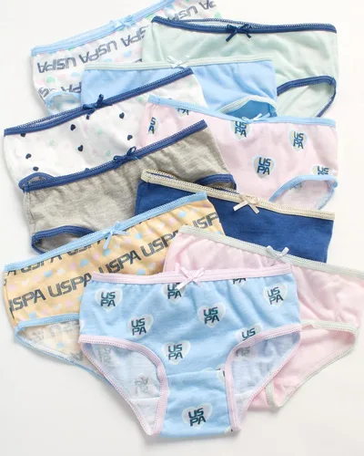 Vista 3 de US Polo Assn Ropa interior para bebés y niñas 100 algodón pantalones de entrenamiento paquete de 10 a granel