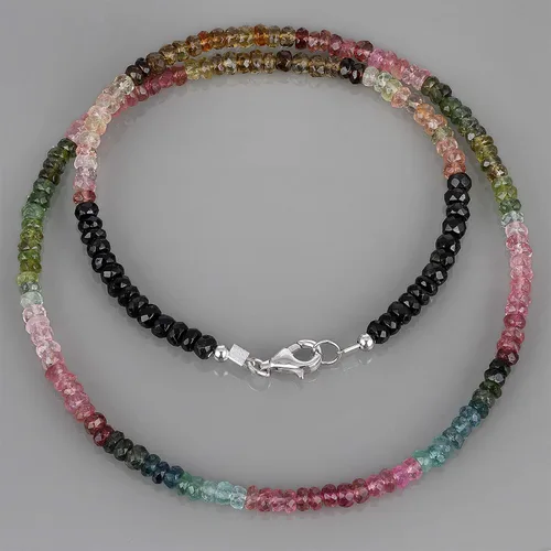 Vista 4 de NirvanaIN Collar Rondelle facetado de turmalina multicolor, collar multicolor, pieza de uso múltiple, piedras semipreciosas, regalo de compromiso