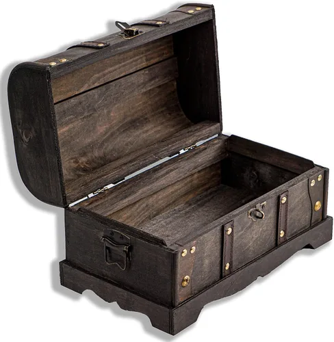 Vista 4 de Brynnberg - Caja de almacenamiento de cofre del tesoro pirata - Columbus 12 2 x 7 1 x 7 1 pulgada - Cofre del tesoro de madera duradera