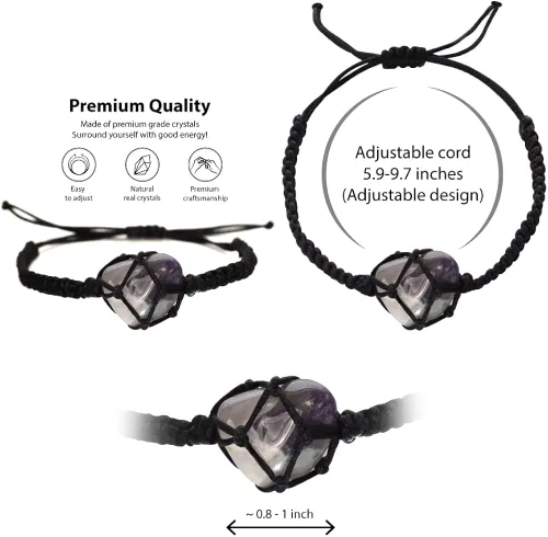 Vista 3 de BOHO GARDEN Pulseras de cristal curativo cuentas con piedra preciosa real, cuerda ajustable