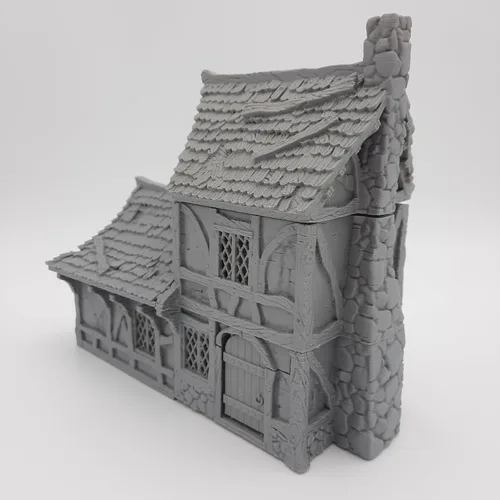 Vista 2 de Small House - HERO Creations - 1:28 - RPG - Dungeons and Dragons - DND - Pathfinder - El Señor de los Anillos - Figura miniatura (gris/sin pintar)