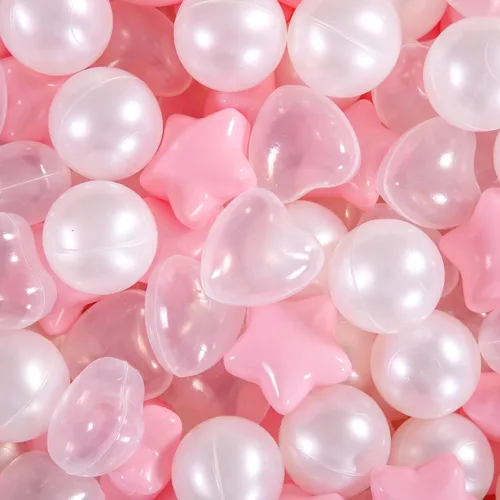 Vista 17 de STARBOLO Pelotas de bolas con forma de corazones de estrella para niños pequeños – 50, 100, 200, 500, bolas de juguete de plástico, formas