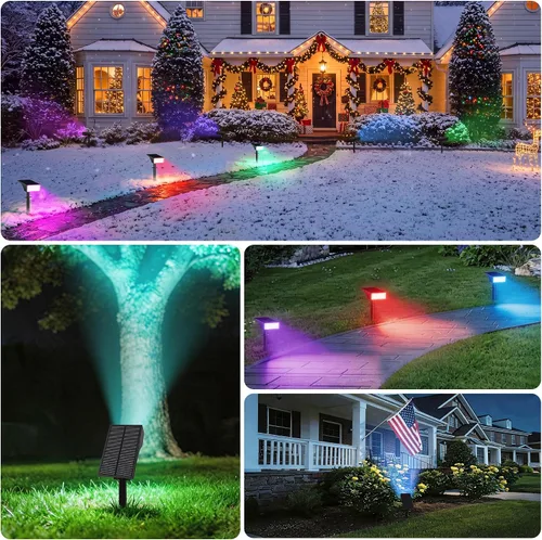 Vista 7 de Focos solares para exteriores con indicador de nivel de batería de 4 LED 2-Blanco fresco