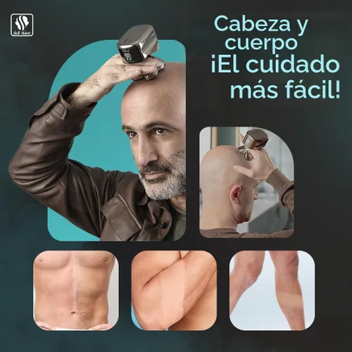 Vista 4 de Skull Shaver Pitbull Platinum PRO - Kit de afeitadora de cabeza y cara, afeitadora eléctrica inalámbrica, capacidades de afeitado en húmedo y seco