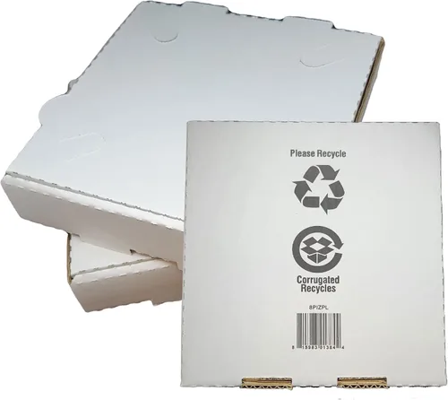 Vista 2 de Paquete de 50 cajas de pizza corrugada, cartón blanco (8 x 8 pulgadas)