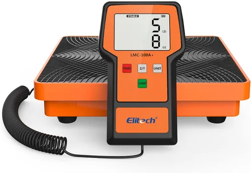 Vista 11 de Báscula Elitech LMC-100F+ de carga para refrigerante, 110 libras, de alta precisión, para Freon, para calefacción, ventilación y aire acondicionado