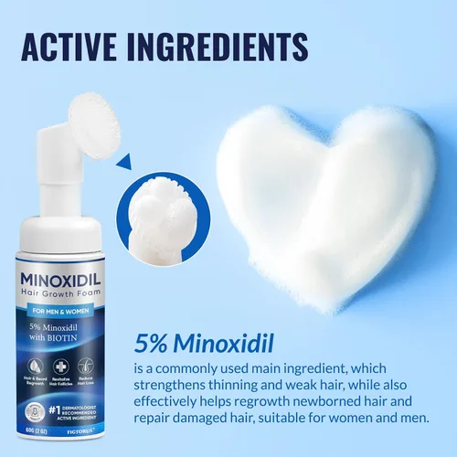 Vista 2 de Espuma de minoxidil al 5% para hombres y mujeres, tratamiento diario