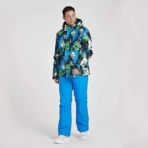 Vista 5 de NA Nuevo traje de esquí para hombre, resistente al viento, impermeable, grueso, chaqueta de snowboard para hombres y pantalones, abrigo y pantalones