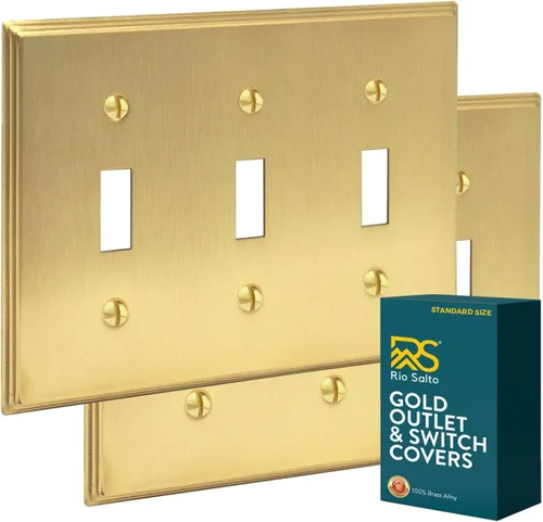 Vista 30 de Rio Salto BRASS Deco Collection - Placa de pared ciega de metal dorado de tamaño estándar, cubierta de salida resistente a la corrosión
