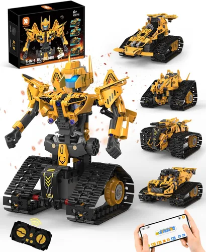 Vista 9 de Kit de construcción de robot STEM 5 en 1, juguetes de robot RC para Negro