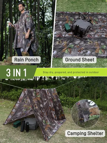 Vista 2 de Impermeable con capucha estilo poncho, para hombres y mujeres