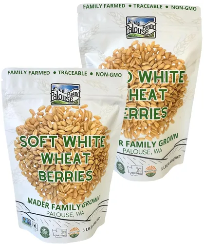 Vista 20 de Palouse Brand Granos de Trigo Blanco Suave Certificados Sin Residuos de Glifosato 1 LB Cultivado por Familias en el Estado de Washington 100%