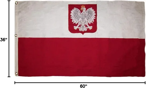 Vista 2 de 3x5 bordado cosido Polonia águila polaca Polska 100% algodón bandera 3'x5