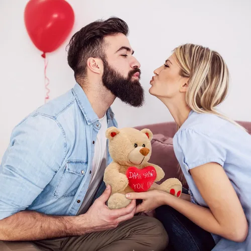 Vista 5 de CaseTank Regalos para el día de San Valentín para sus hijos: oso de peluche de 10 pulgadas divertido y lindo regalo de peluche, regalos