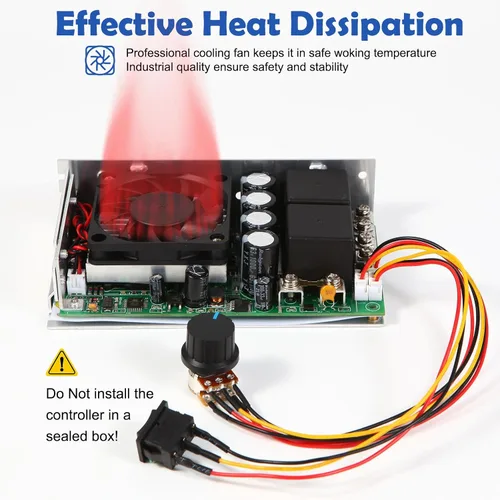 Vista 4 de Controlador de Velocidad de Motor DC PWM de Grado Industrial, DC 10V-50V / Nominal 60A / Máx 100A Controlador de Motor de Escobillas DC de Grado
