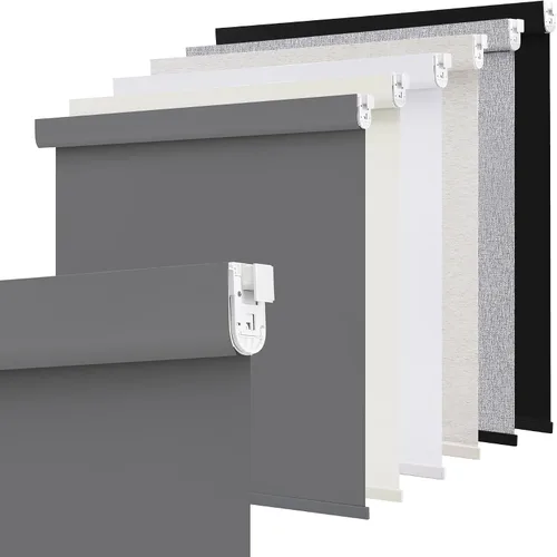 Vista 16 de SUNOFF Persianas Enrollables Opacas Inalámbricas para Ventanas de Parada Libre, Bajar Oscurecimiento de Habitación con Cenefa, Persianas de Tela