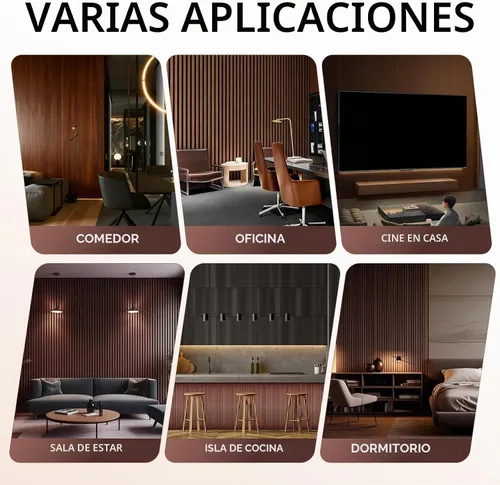 Vista 5 de NAVREX 2 paneles acústicos de listones de madera maciza para pared y techo, panel de pared acanalado 3D resistente al fuego que absorbe el sonido