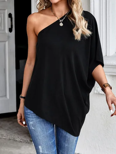 Vista 5 de Verdusa Blusa de manga larga con un hombro para mujer