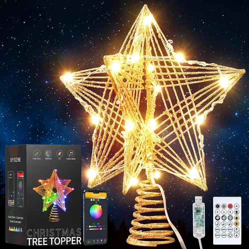 Vista 15 de ODEETRONIC Luces de Estrella para la Punta del Árbol de Navidad, 9.5 pulgadas con Certificación UL Estrella 3D para la Punta del Árbol, de Doble