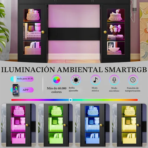 Vista 3 de Escritorio de tocador de maquillaje con espejo iluminado HD y toma de corriente, juego de mesa de tocador con parte superior de vidrio con cajones