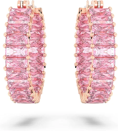 Vista 2 de Swarovski Matrix Crystal Hoop Earrings, Blue and Clear Crystals, Rhodium Finish