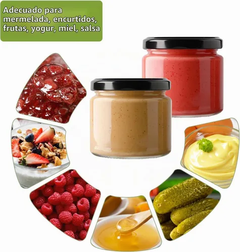 Vista 6 de Paquete de 24 tarros de vidrio de 5 onzas con tapas, tarros pequeños transparentes de 5.1 fl oz con 24 calcomanías, mini tarro de conservas