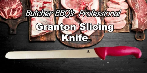 Vista 6 de Butcher BBQ Cuchillo de corte de hoja Granton de 12 pulgadas
