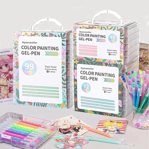 Vista 5 de Juego de bolígrafos de gel de colores, punta fina de 0.024 in para papel blanco y negro, bonitos bolígrafos para diario, libros para colorear