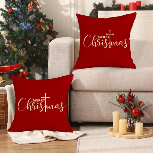 Vista 5 de Fundas de almohada de Navidad de 18 x 18 pulgadas, decoración de Navidad para interiores, decoración de Navidad cristiana, fundas de almohada