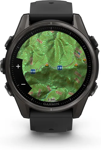 Vista 3 de Garmin Fenix 8 Premium - Reloj inteligente multideporte GPS para correr, 43 mm AMOLED, clasificado para buceo, linterna incorporada Titanio DLC