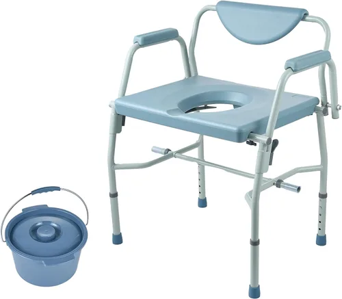 Vista 10 de VEVOR - Asiento elevado para inodoro, altura ajustable con 5 niveles, diseño de brazo abatido, respaldo desmontable, cubo fácil de limpiar de 7L