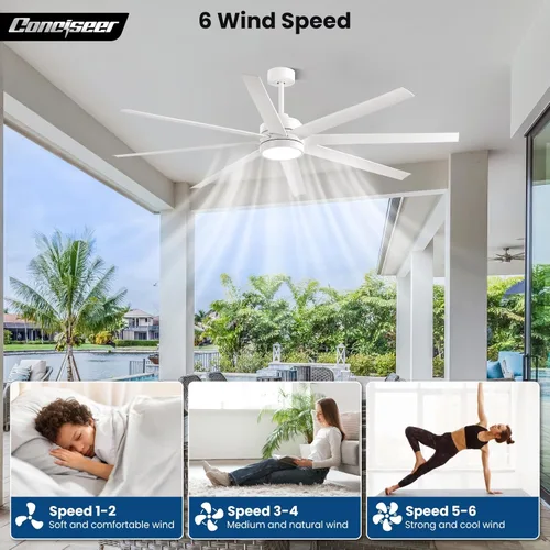 Vista 5 de Ventiladores de techo modernos con luces, ventilador de techo de 72 pulgadas con control remoto para dormitorio, sala de estar, cocina, biblioteca