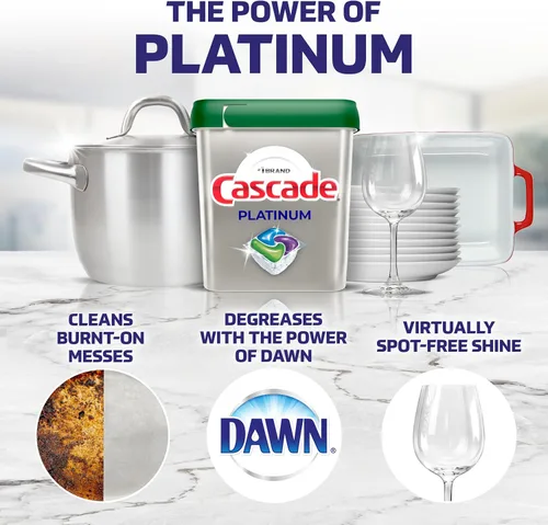 Vista 2 de Cascade Platinum Plus ActionPacs Cápsulas de detergente para lavavajillas, fresco, 14