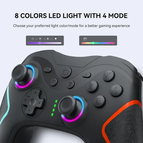 Vista 2 de Olimoxi Switch Controller for SwitchSwitch LiteSwitch OLED, Wireless Switch Pro Controller with Joystick,Wake up, LED Color Light, Programmable