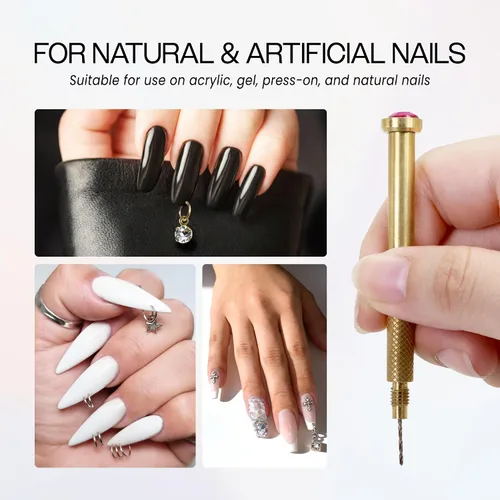 Vista 6 de Beauticom Herramienta de taladro de mano de 2 piezas Consejos de arte de uñas colgantes